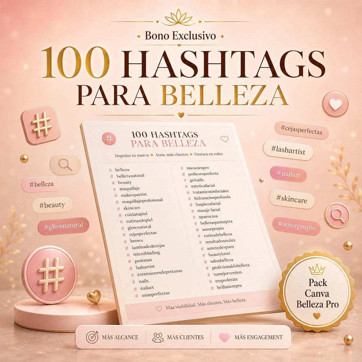 Bono 1: 100 Hashtags para Belleza